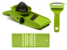 Lade das Bild in den Galerie-Viewer, TNS Küchen-Set mit Gemüsehobel, Röstiraffel und Sparschäler in Kiwi-Grün
